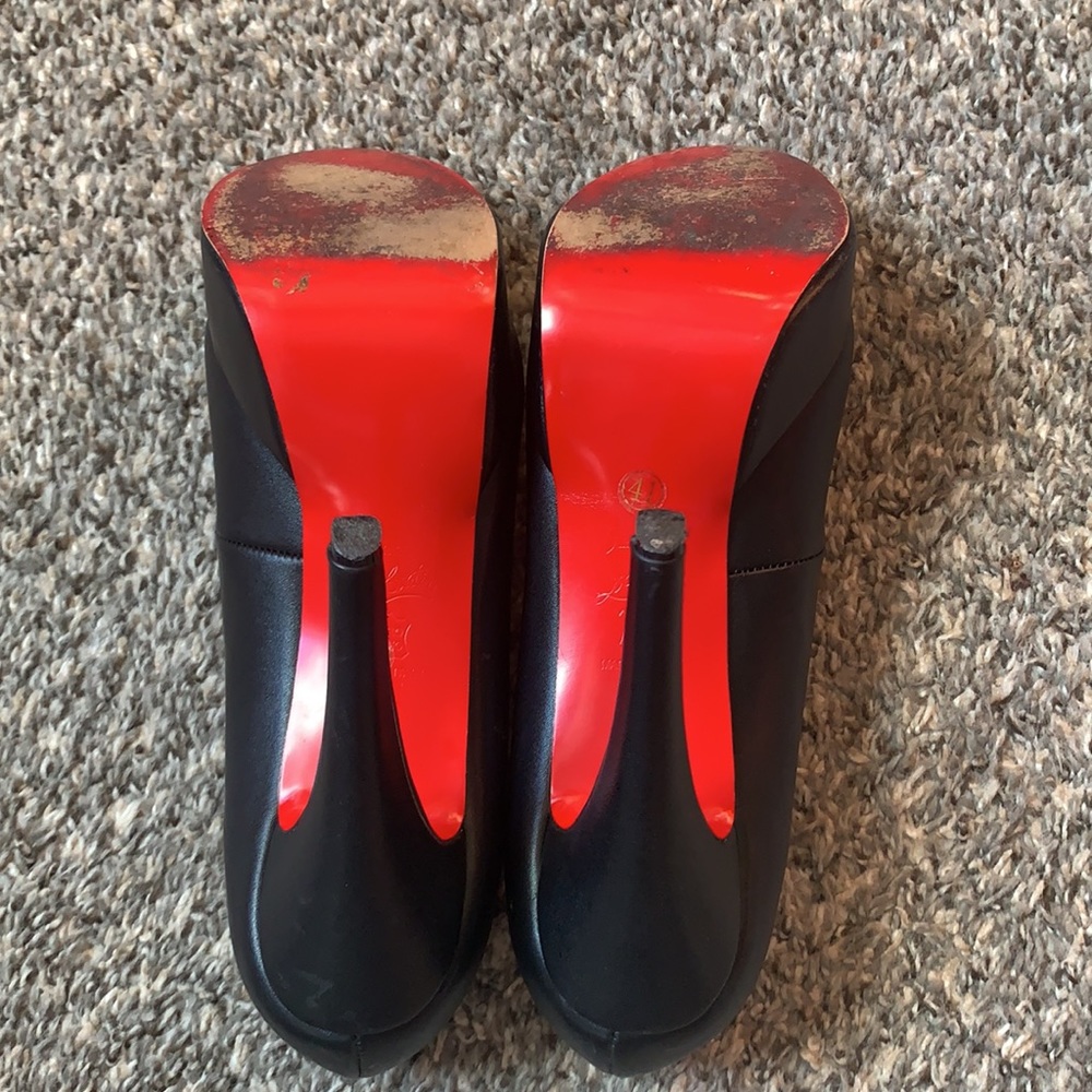 Louboutin Lady Peep Platform Black and Red Sole Heels Sz41 - Picture 8 of 14
